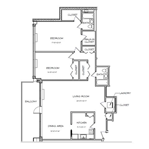 A black and white image of a floor plan for a house.